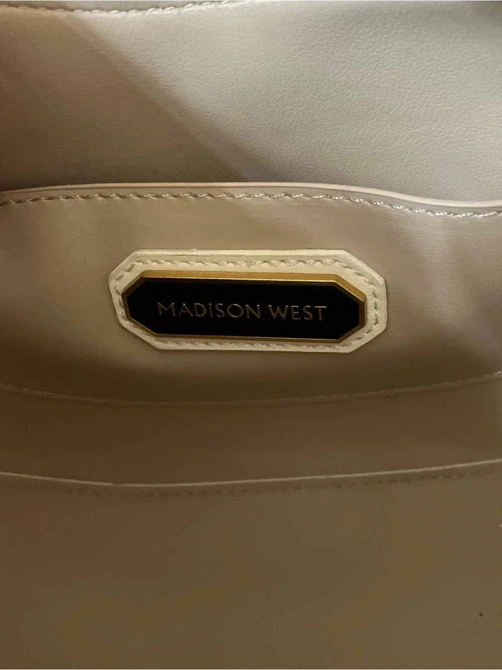 Madison West Ivory Vegan Leather Neutral Minimalist Shoulder Bag Purse